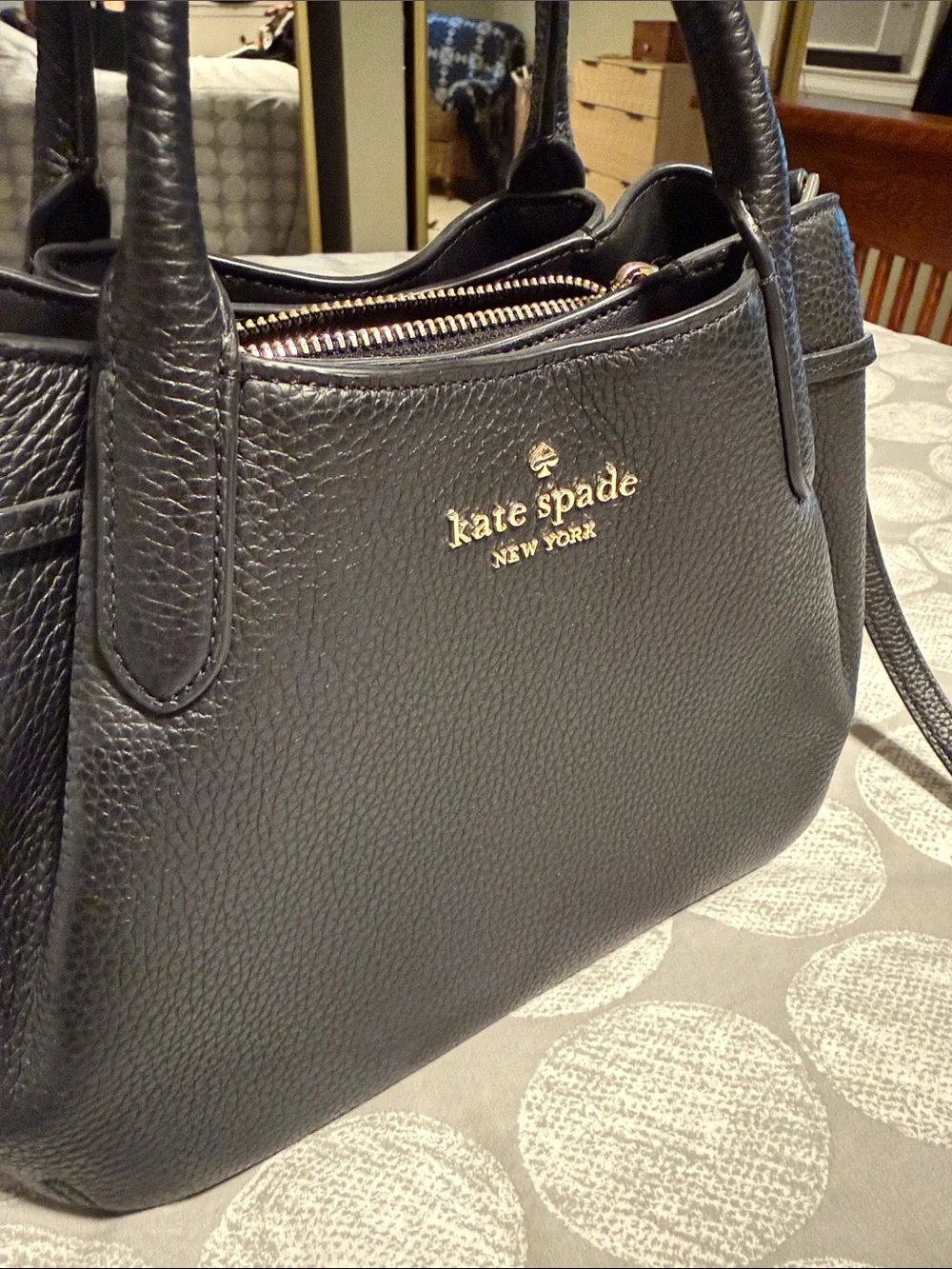 kate spade Black Pebbled Leather Satchel with Shoulder Strap